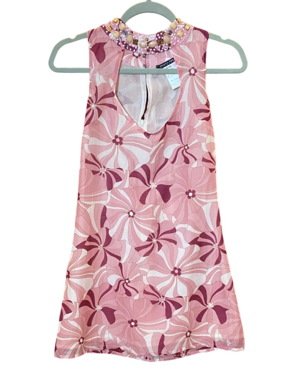 VTG Patrizia Pepe Silk Blend Pink Mod Dress • Y2K Embellished Halter US 4 NWOT
